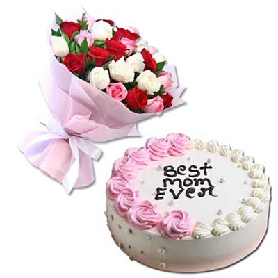"Cake n Flowers - Peach  Colour  Combo - Click here to View more details about this Product